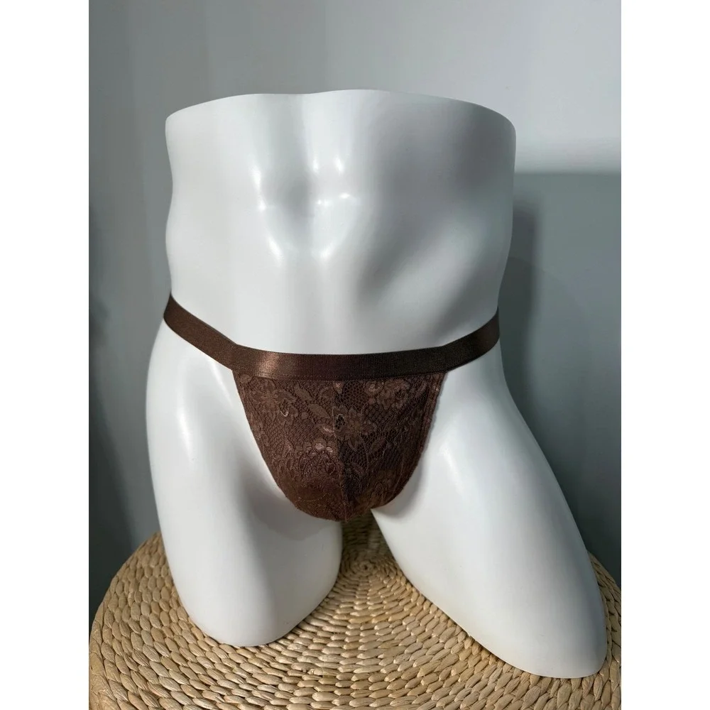 Cosabella Never Say Never Men's Luxury Lace Thong Brown Size‎ M
